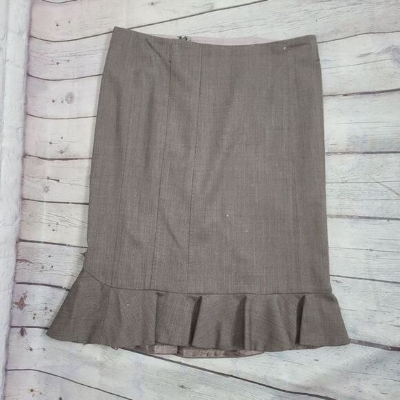 Rebecca Taylor Wool Ruffled Hem Gray Midi Skirt size 6 - Picture 6 of 15